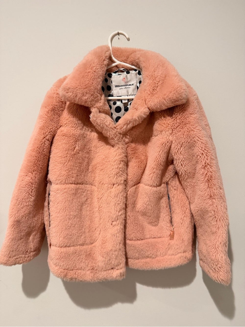 Urban Republic Soft Peach Faux-Fur Puffer Coat